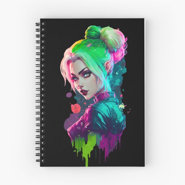Item preview, Neon Harlequin Portrait - Cyberpunk Girl Illustration designed and sold by misticalplace.