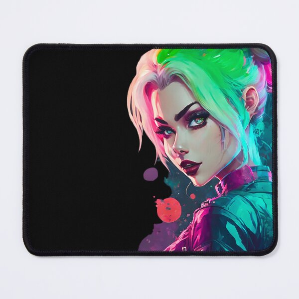 Item preview, Neon Harlequin Portrait - Cyberpunk Girl Illustration designed and sold by misticalplace.