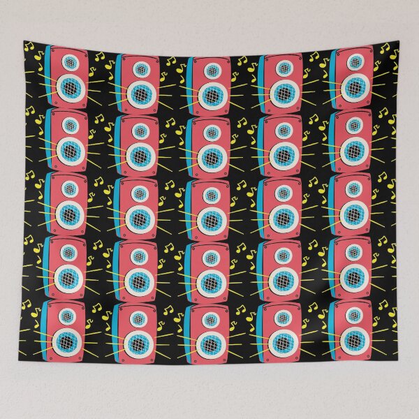 Item preview, Retro Speaker Playing Music with Sound Waves Flat Illustration Sticker designed and sold by FestivityFinds.