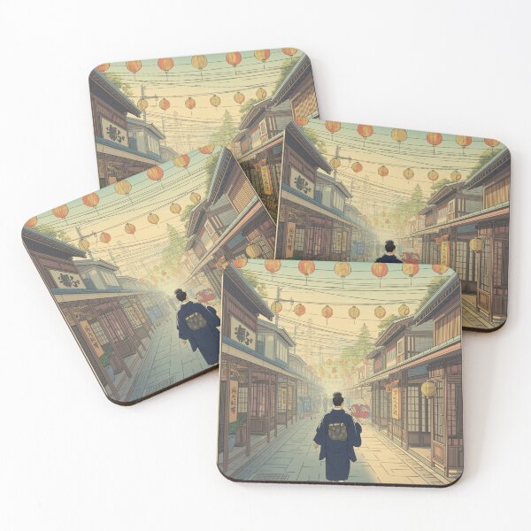 Item preview, Lantern-Lit Edo Street Ukiyo-e Inspired Japanese Evening Scene designed and sold by Element Horizon Studio.