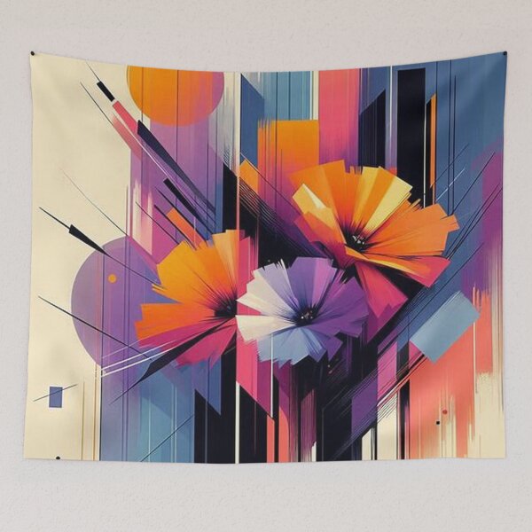 Item preview, Chromatic Bloom II – Abstract Geometric Floral Art designed and sold by Okmanoo.