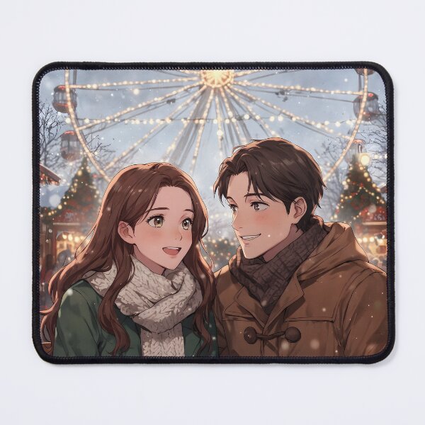 Item preview, Vienna Christmas Market - Anime Couple Winter Romance Art Print designed and sold by Chibifaceneko.
