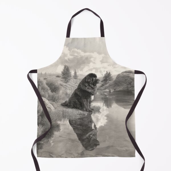 Item preview, A calm Newfoundland sitting beside a reflective lake, Dogs in Motion designed and sold by CDC40.