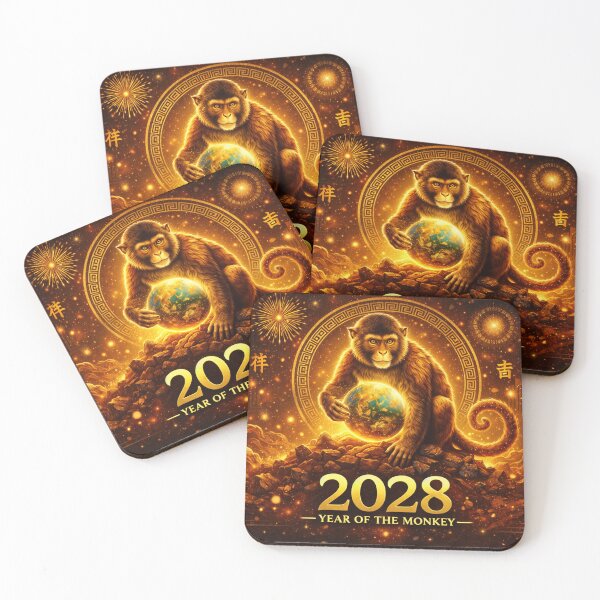 Item preview, Earth Monkey 2028 Chinese New Year – Year of the Monkey Zodiac Art designed and sold by Myōhō Print Co..