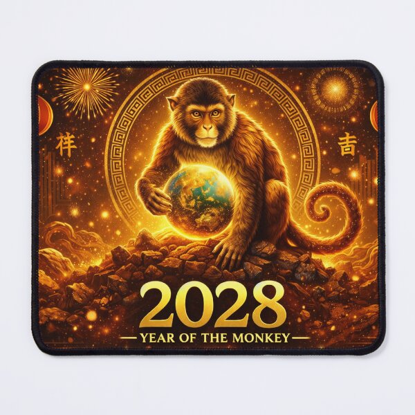 Item preview, Earth Monkey 2028 Chinese New Year – Year of the Monkey Zodiac Art designed and sold by Myōhō Print Co..