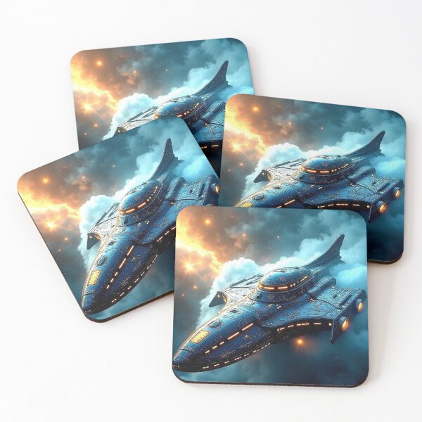 Item preview, Nebula Drift – Futuristic Starship in Cosmic Clouds designed and sold by Dogandesighn.