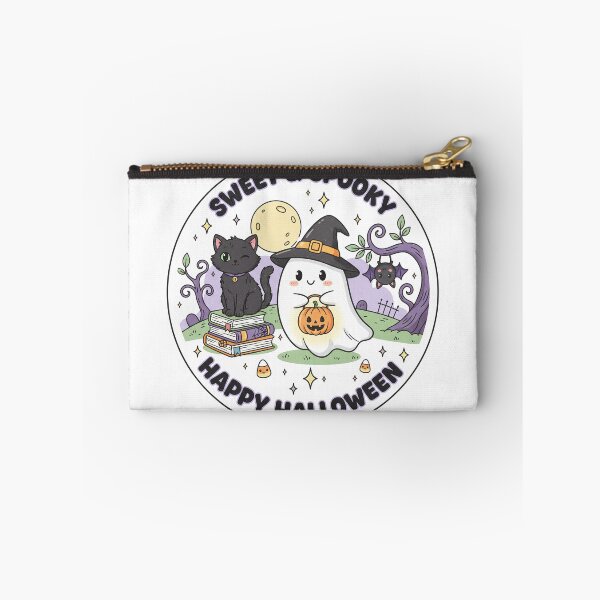 Item preview, Sweet & Spooky Happy Halloween Ghost, Black Cat on Witch Books, & Moon designed and sold by GeminiDaydreamer.