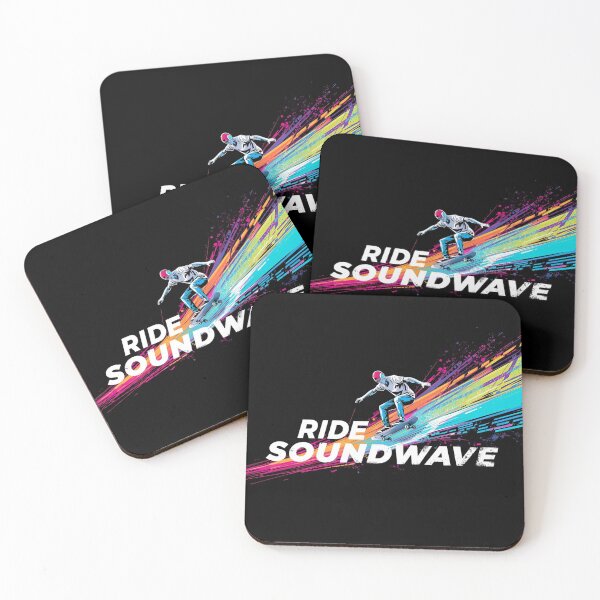 Item preview, Ride the Soundwave – skateboarder surfing on giant colorful soundwave with headphones on 5 designed and sold by Neon G.
