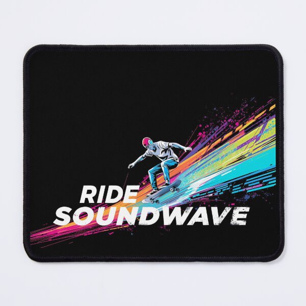 Item preview, Ride the Soundwave – skateboarder surfing on giant colorful soundwave with headphones on 5 designed and sold by Neon G.