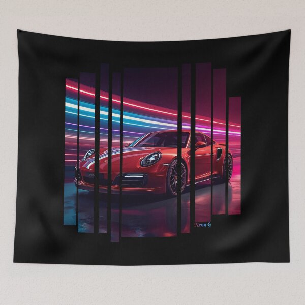 Item preview, Porsch 911 Turbo S inspired Design Vintage racing poster style, dynamic motion lines 3 designed and sold by Neon G.