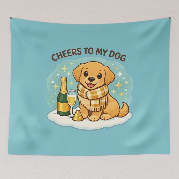 Item preview, Cheers To My Dog – New Year Champagne Golden Puppy Tee designed and sold by dogmomtees.