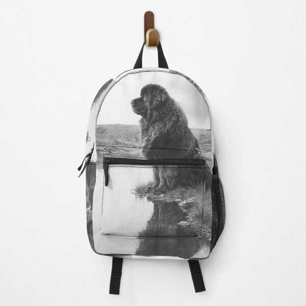 Item preview, A calm Newfoundland sitting beside a reflective lake, Dogs in Motion designed and sold by CDC40.