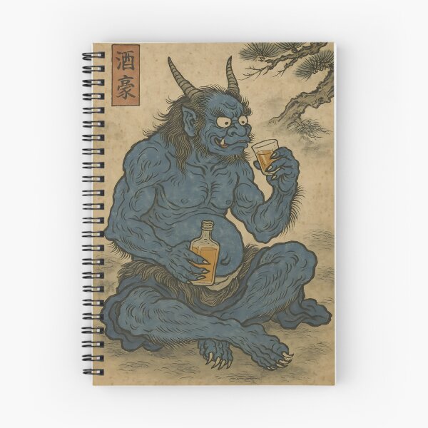 Item preview, Blue Oni's Sake Break: Ukiyo-e Demon Enjoying a Drink designed and sold by neoUKIYOE.