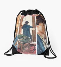 221B, Sherlock and the violin Drawstring Bag