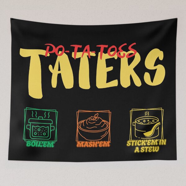 Item preview, PO-TA-TOES – Boil’em, Mash’em, Stick’em in a Stew | Funny Fantasy Potato Design designed and sold by 9morethan9®.