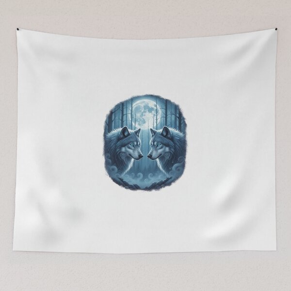 Item preview, Winter Wolf Pair Under Full Moon Night designed and sold by NeoTeeFusion.