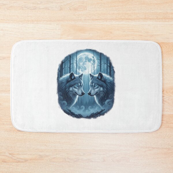 Item preview, Winter Wolf Pair Under Full Moon Night designed and sold by NeoTeeFusion.