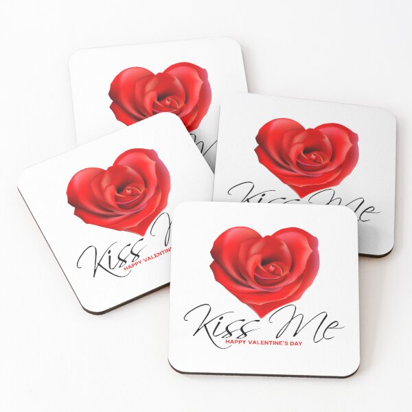 Item preview, Kiss Me Happy Valentine's Day - Romantic Rose Red Heart, B designed and sold by HGstudioDesign.