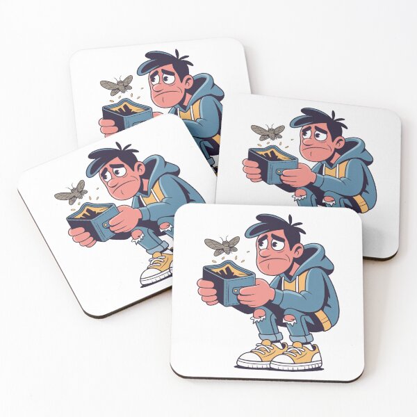 Item preview, Overthinking Broke Mind Illustration – Stressed Cartoon Character with Empty Wallet designed and sold by Dospart.