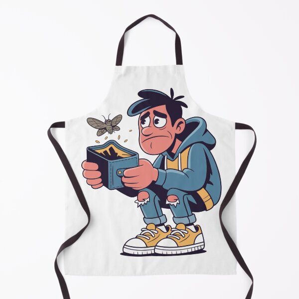 Item preview, Overthinking Broke Mind Illustration – Stressed Cartoon Character with Empty Wallet designed and sold by Dospart.