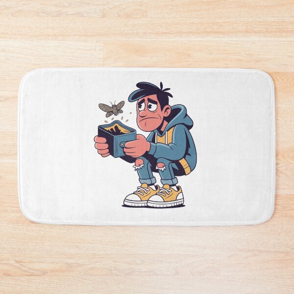 Item preview, Overthinking Broke Mind Illustration – Stressed Cartoon Character with Empty Wallet designed and sold by Dospart.
