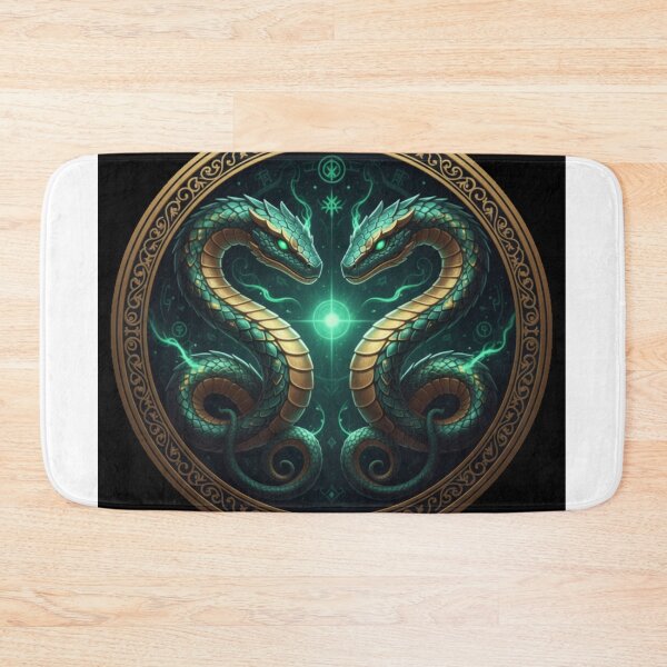 Item preview, Twin Emerald Snakes Fantasy Dragon Sigil designed and sold by NeoTeeFusion.