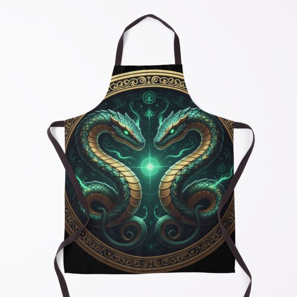 Item preview, Twin Emerald Snakes Fantasy Dragon Sigil designed and sold by NeoTeeFusion.