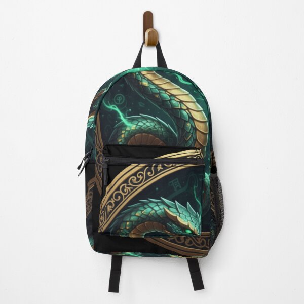 Item preview, Twin Emerald Snakes Fantasy Dragon Sigil designed and sold by NeoTeeFusion.
