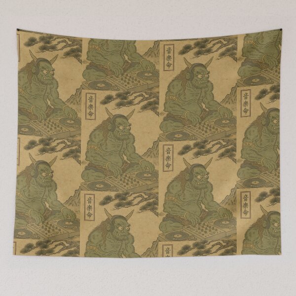 Item preview, Green Oni DJ: Ukiyo-e Yokai Dropping the Sickest Beats designed and sold by neoUKIYOE.