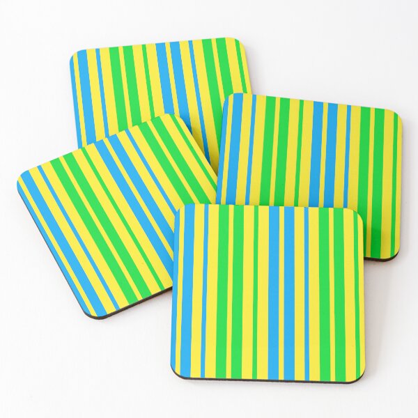 Item preview, Blue Green Stripes On Yellow Pattern Design  designed and sold by PatternTitan.