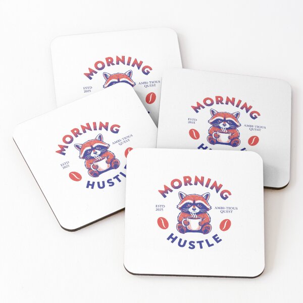 Item preview, Morning Hustle Raccoon — Retro Grumpy Raccoon Coffee Illustration for Work and Office Humor designed and sold by HBDStudio.