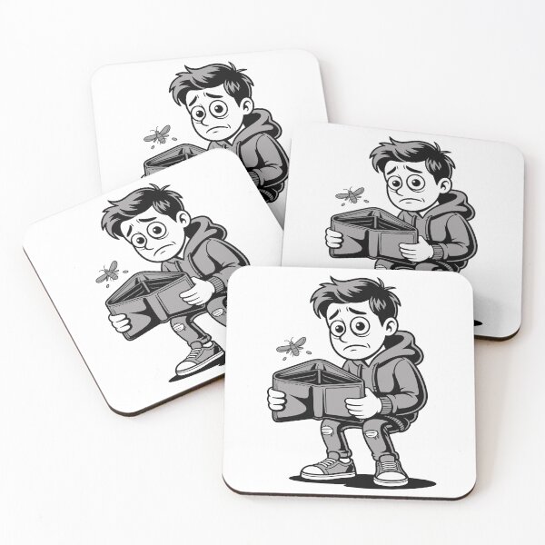 Item preview, Overthinking Broke Mind Illustration – Stressed Cartoon Character with Empty Wallet designed and sold by Dospart.
