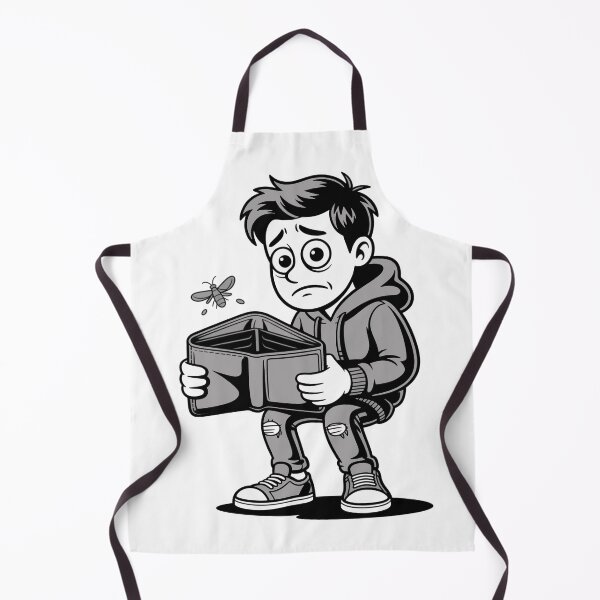 Item preview, Overthinking Broke Mind Illustration – Stressed Cartoon Character with Empty Wallet designed and sold by Dospart.