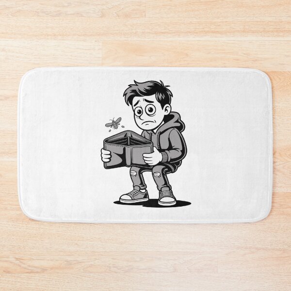 Item preview, Overthinking Broke Mind Illustration – Stressed Cartoon Character with Empty Wallet designed and sold by Dospart.