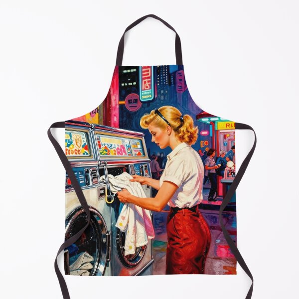 Item preview, Neon Spin - Retro 1950s Launderette Art designed and sold by MooLaLa.Store.