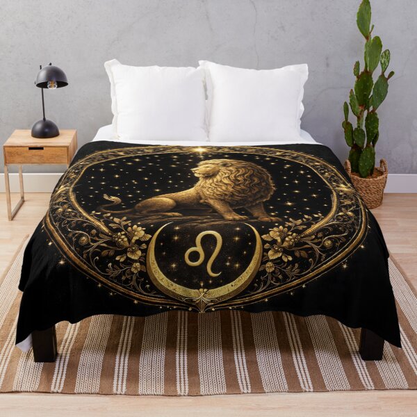 Item preview, Leo Zodiac Sign – Golden Celestial Mandala on Black designed and sold by MOONLITTOWER.