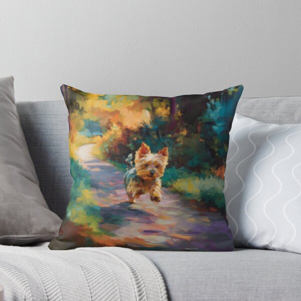 Item preview, A playful Yorkshire Terrier running across a lively park scene, Dogs in Motion designed and sold by CDC40.