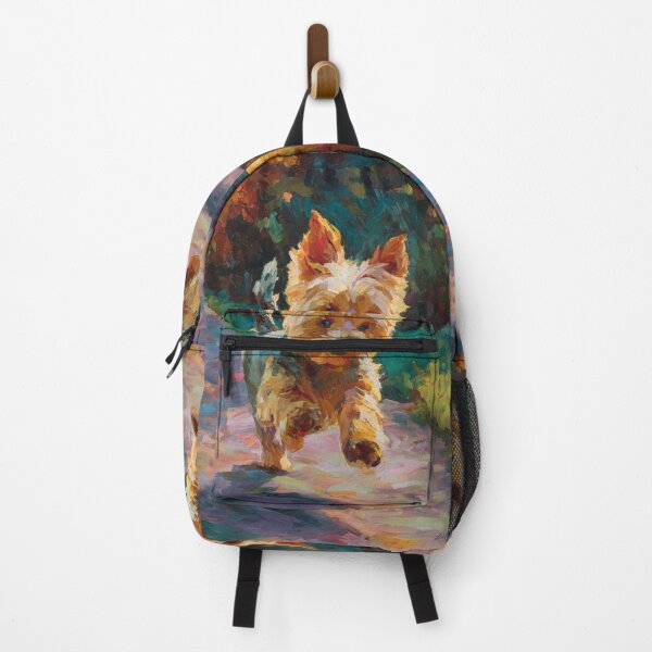Item preview, A playful Yorkshire Terrier running across a lively park scene, Dogs in Motion designed and sold by CDC40.