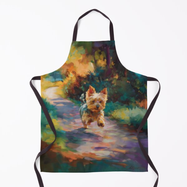 Item preview, A playful Yorkshire Terrier running across a lively park scene, Dogs in Motion designed and sold by CDC40.