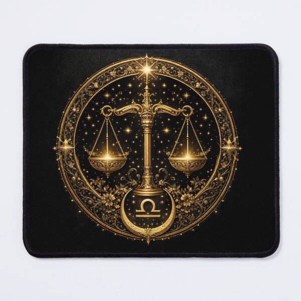 Item preview, Libra Zodiac Emblem – Golden Scales Mandala designed and sold by MOONLITTOWER.