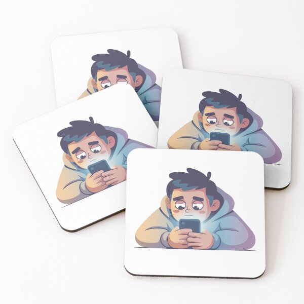 Item preview, Overthinking While Scrolling – Tired Cartoon Character Late at Night designed and sold by Dospart.