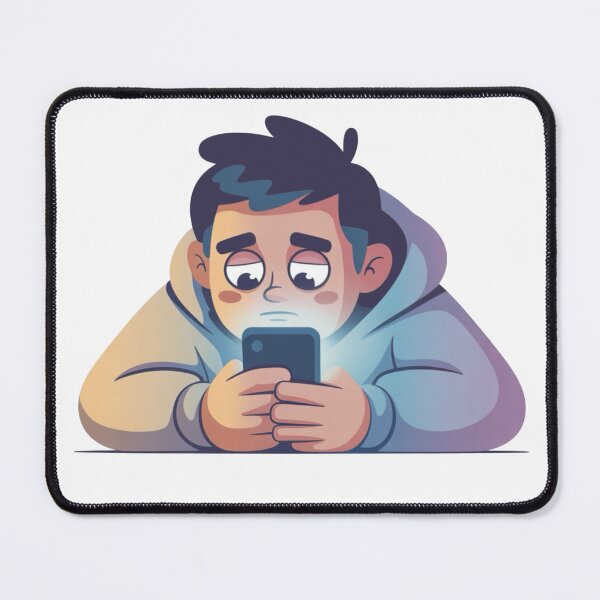 Item preview, Overthinking While Scrolling – Tired Cartoon Character Late at Night designed and sold by Dospart.