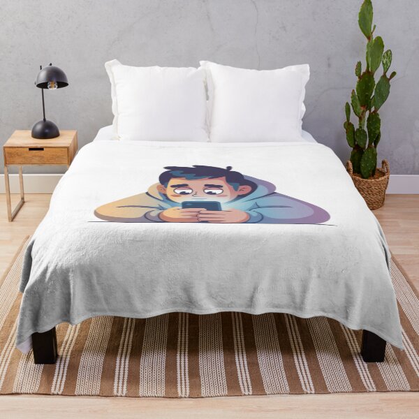 Item preview, Overthinking While Scrolling – Tired Cartoon Character Late at Night designed and sold by Dospart.