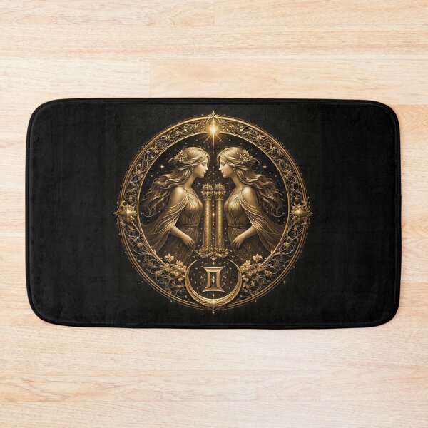 Item preview, Gemini Zodiac Emblem – Golden Twin Celestial Mandala designed and sold by MOONLITTOWER.