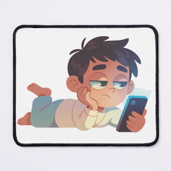 Item preview, Overthinking While Scrolling – Tired Cartoon Character Late at Night designed and sold by Dospart.