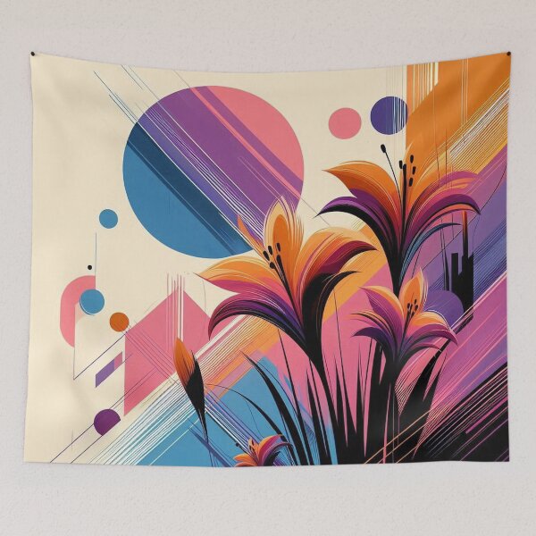 Item preview, Chromatic Bloom III – Abstract Geometric Floral Art designed and sold by Okmanoo.