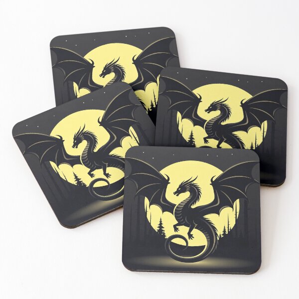 Item preview, Mystical Dragon Silhouette with Twisting Tail under Moonlit Sky Design designed and sold by NovaDigitalArt45.