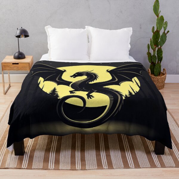 Item preview, Mystical Dragon Silhouette with Twisting Tail under Moonlit Sky Design designed and sold by NovaDigitalArt45.