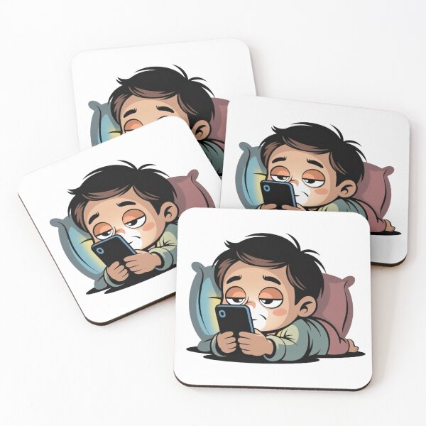 Item preview, Overthinking While Scrolling – Tired Cartoon Character Late at Night designed and sold by Dospart.