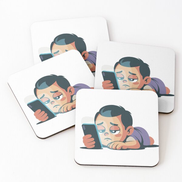 Item preview, Overthinking While Scrolling – Tired Cartoon Character Late at Night designed and sold by Dospart.